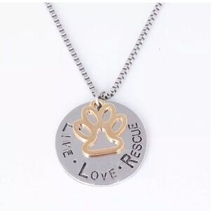Live Love & Rescue Pet Paw Charm Necklace